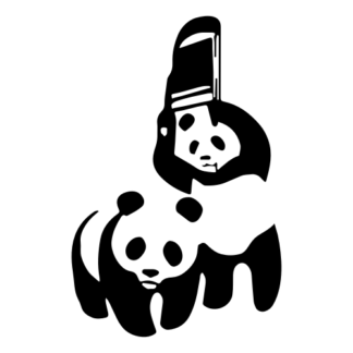 Funny Panda Fight Decal (Black)